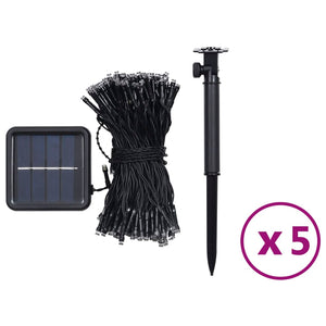 Soldriven ljusslinga 5 st 5x200 lysdioder flerfärgad inne/ute