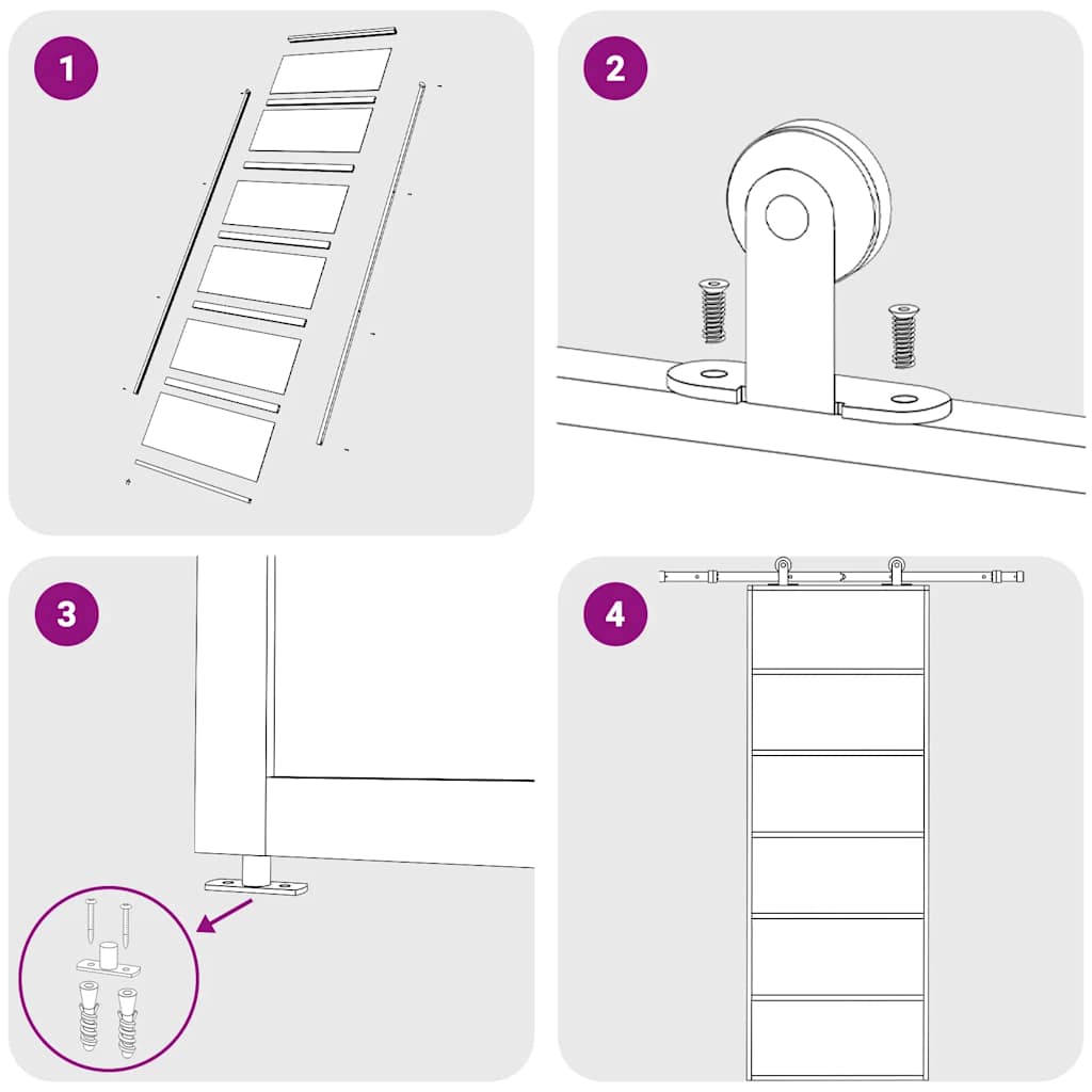 Skjutdörr ESG-glas och aluminium 76x205 cm svart