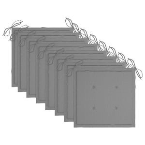 Stapelbara trädgårdsstolar med dynor 8 st massiv teak