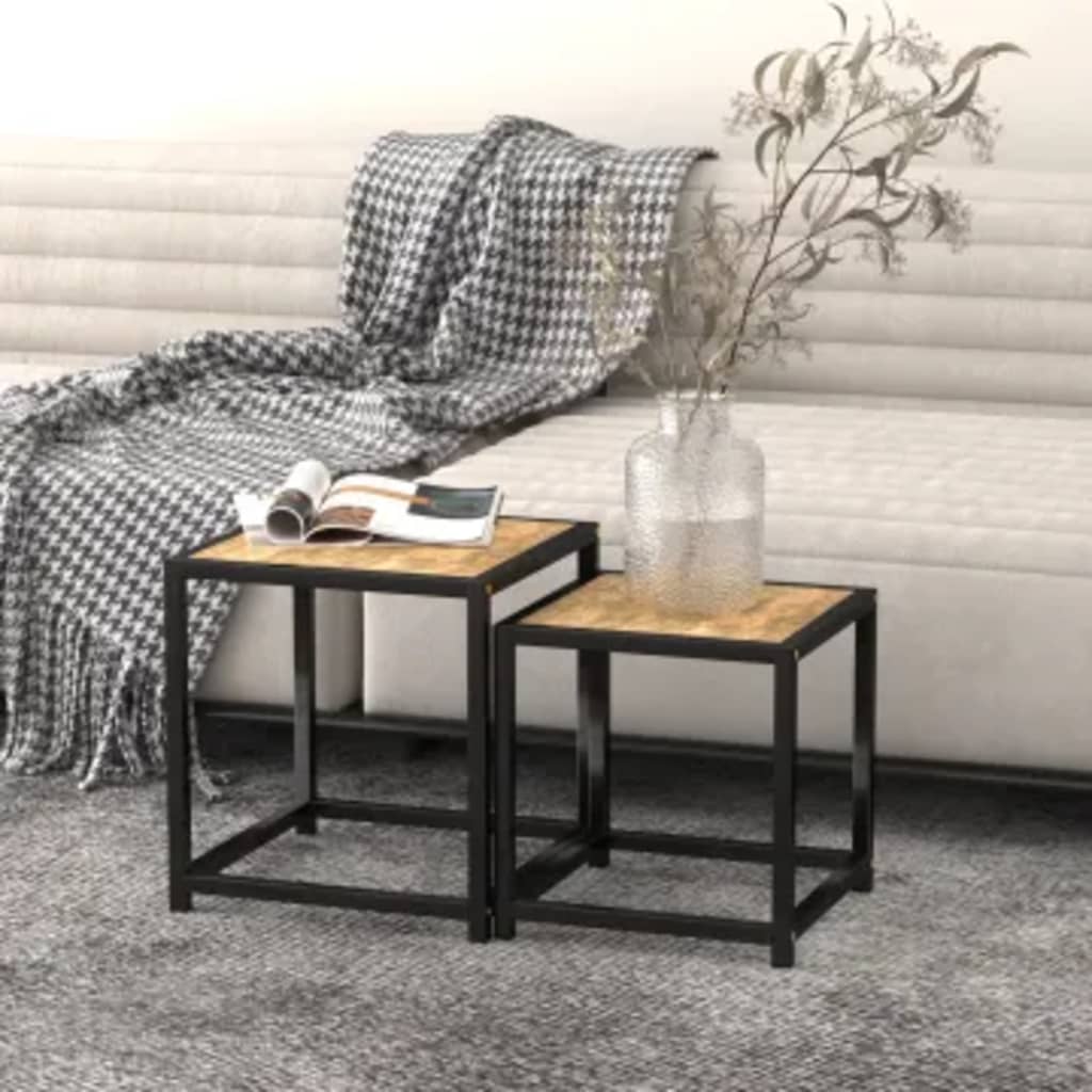Tebord 2 st MDF svart och gul