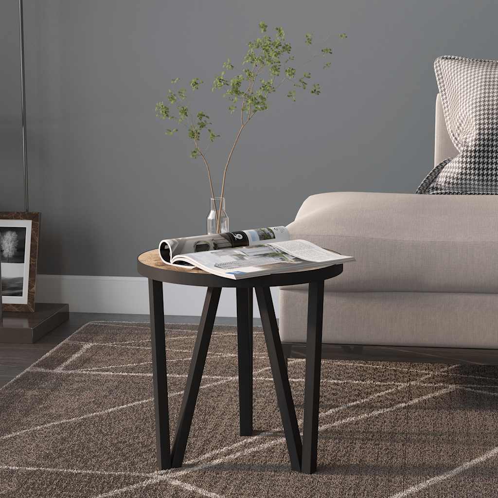 Tebord svart och gul Ø35 cm MDF