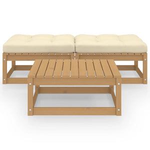 Loungegrupp för trädgården med dynor 3 delar massiv furu