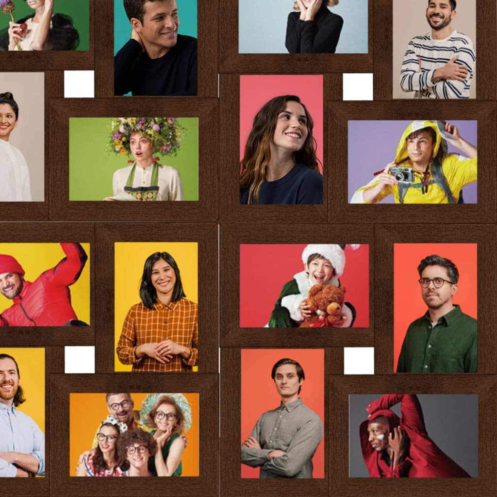 Fotoram för 24x(10x15 cm) bilder mörkbrun MDF