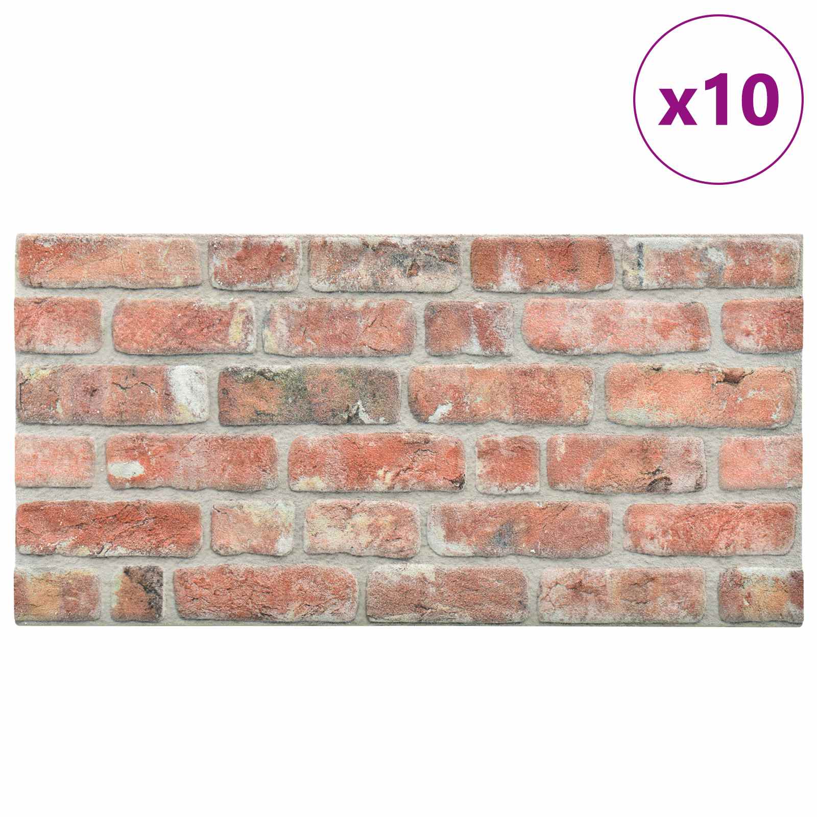Väggpaneler 10 st 100 x 50 cm Röd EPS Skum