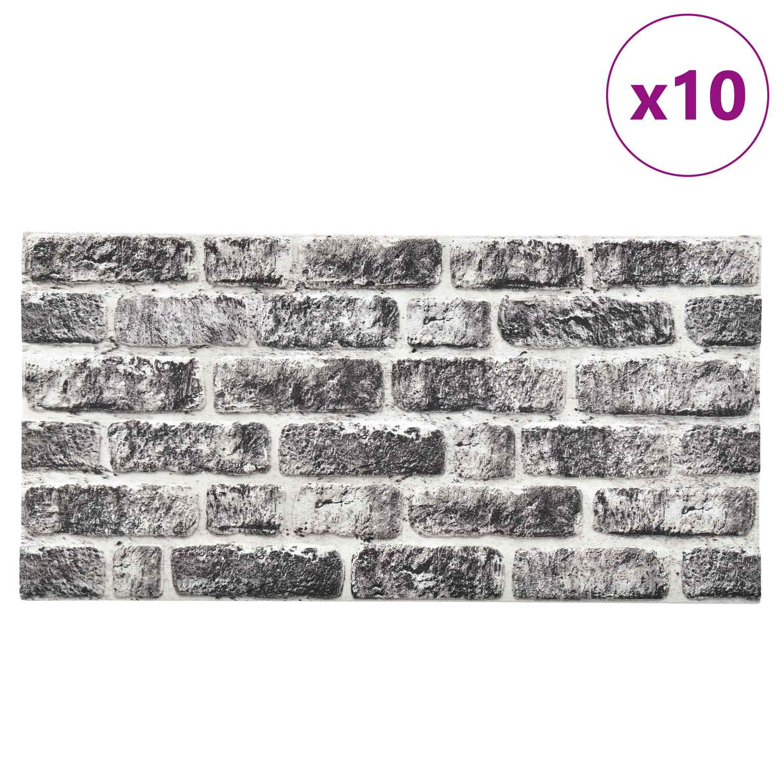 Väggpaneler 10 st 100 x 50 cm Mörkgrå och vit EPS Skum