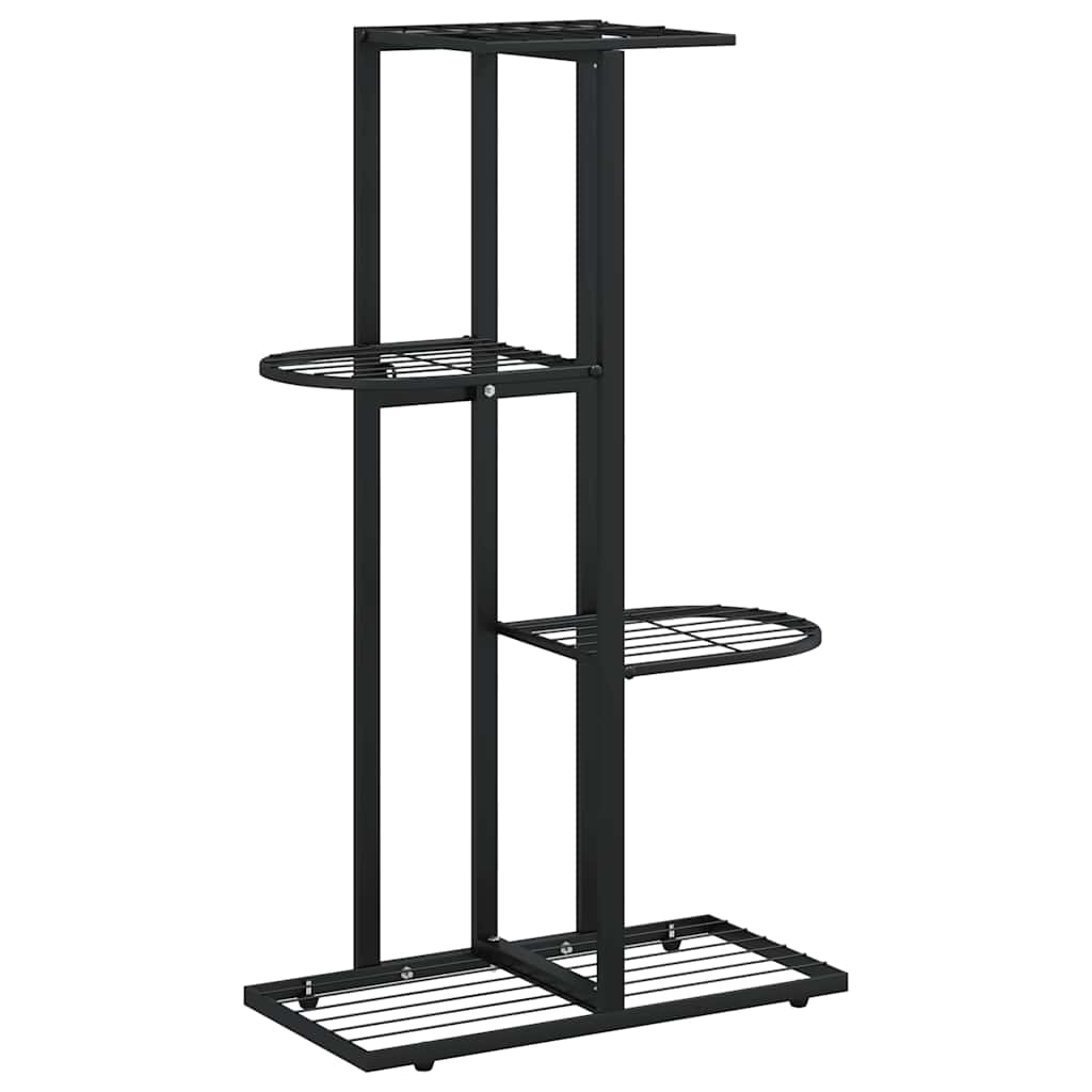Växtställ med 4 hyllor 43x22x76 cm svart metall