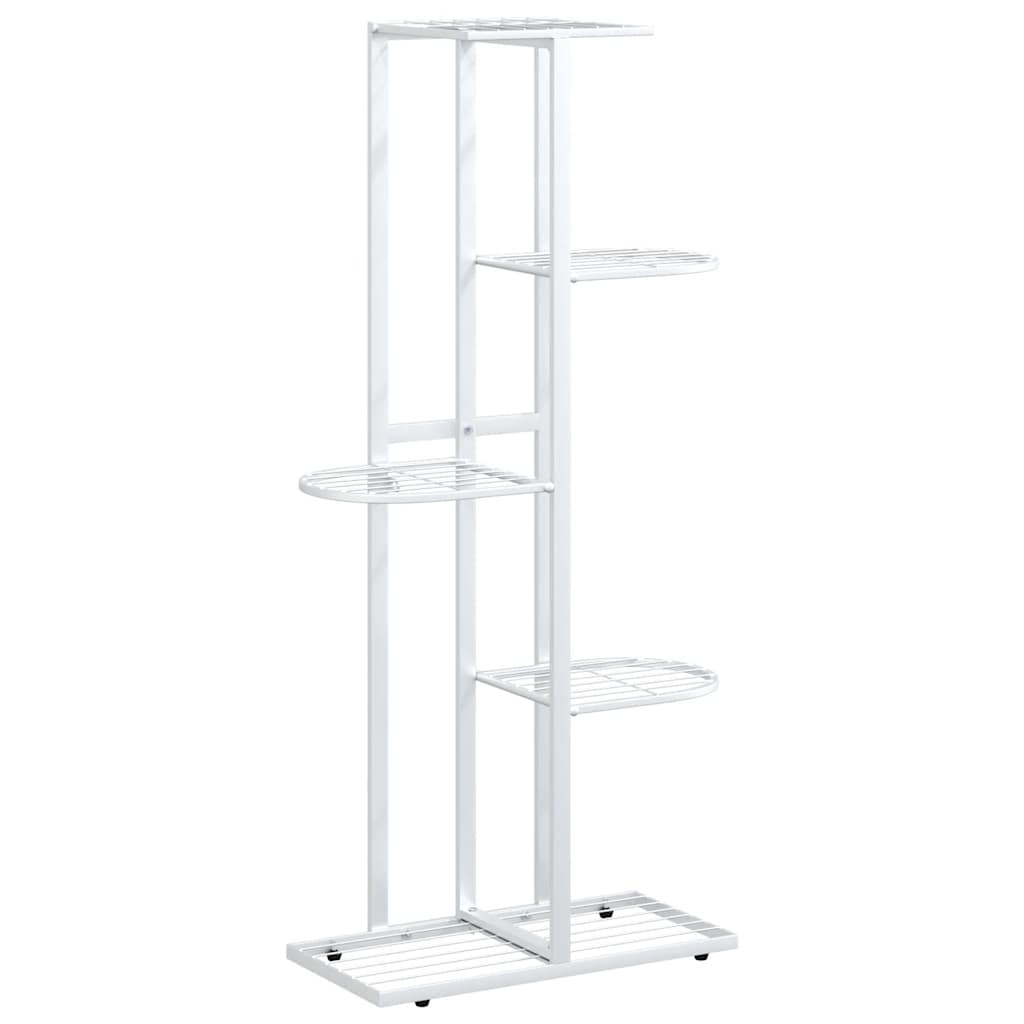 Växtställ med 5 hyllor 43x22x98 cm vit metall