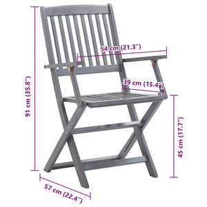 Hopfällbara trädgårdsstolar 8 st med dynor massivt akaciaträ