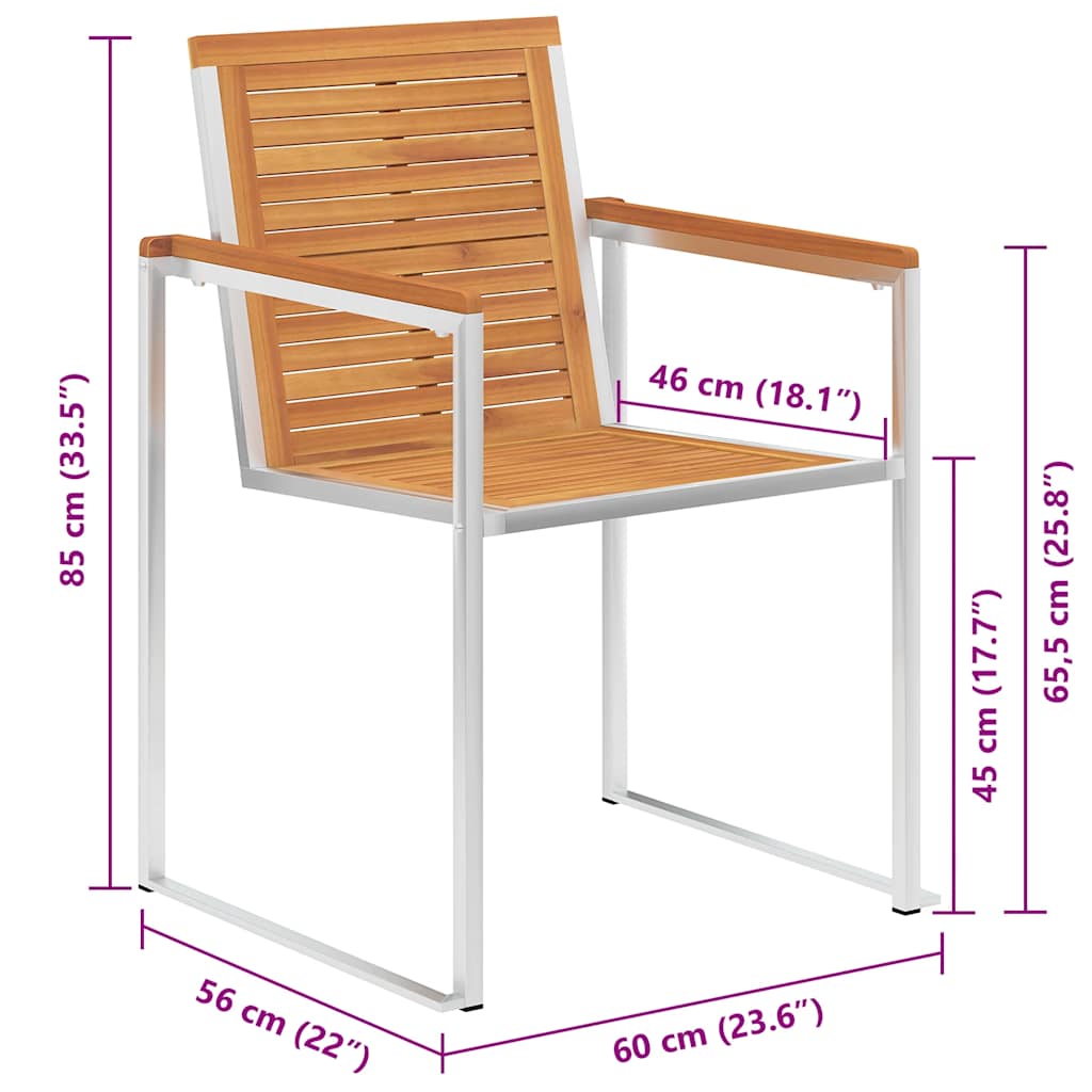Trädgårdsstolar 6 st med dynor massivt akaciaträ