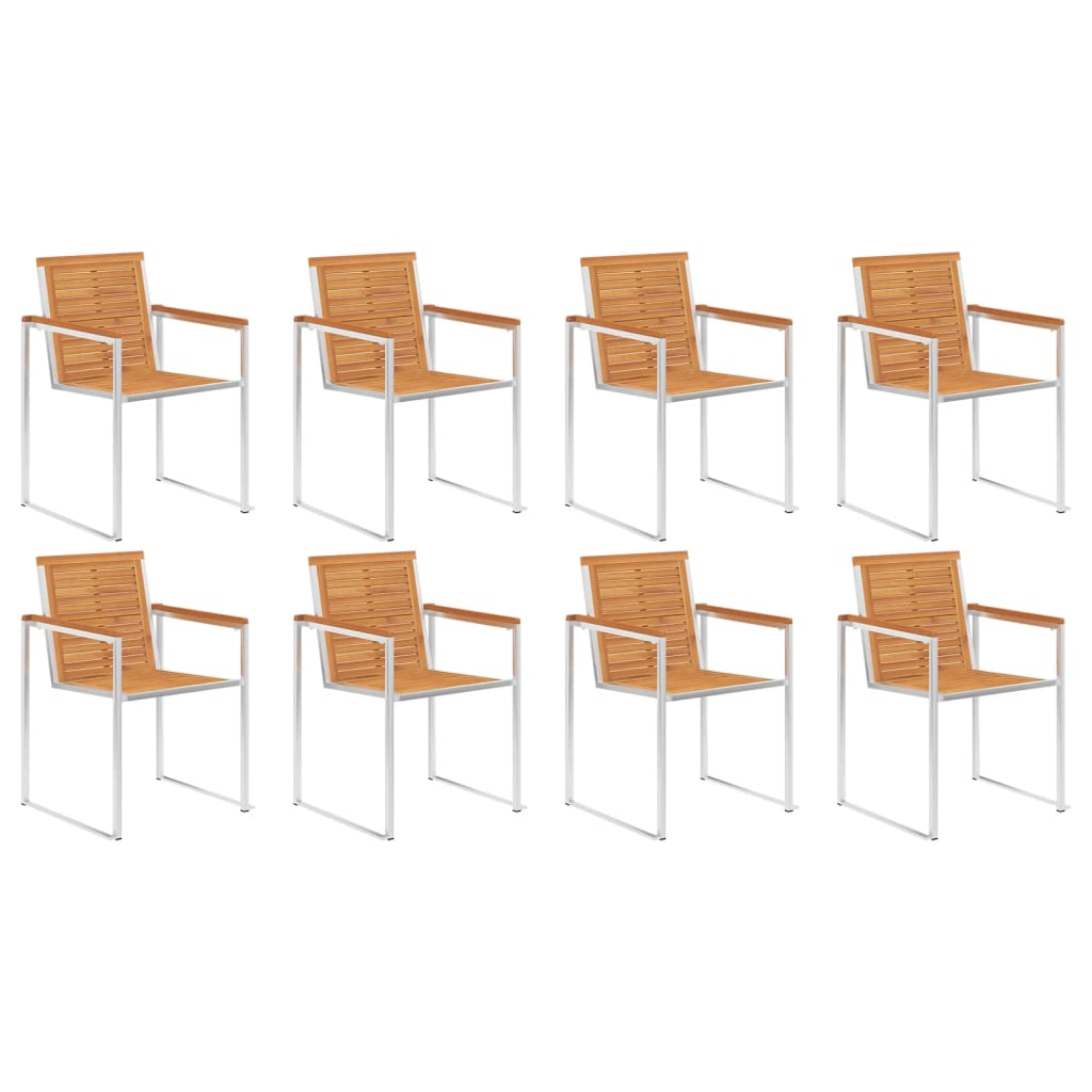 Trädgårdsstolar med dynor 8 st massivt akaciaträ