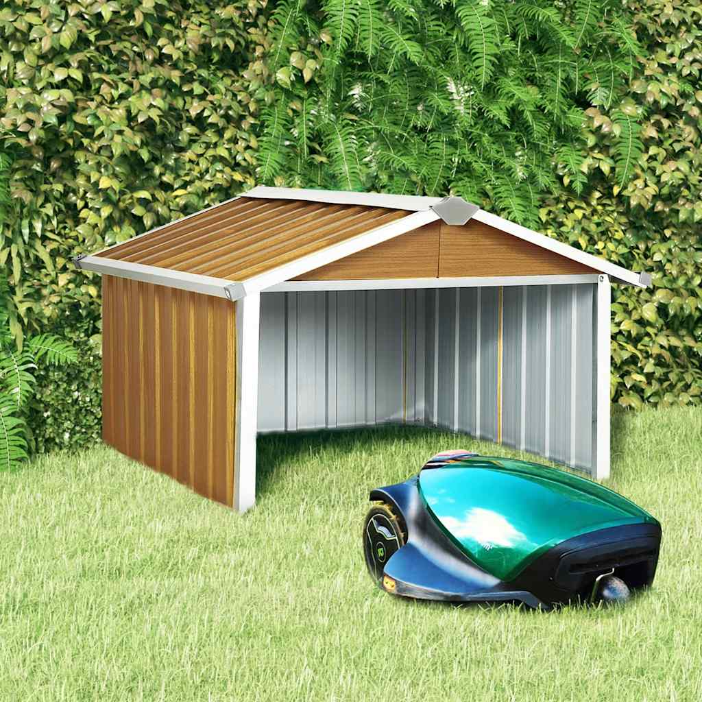 Skjul för robotgräsklippare 92x97x63 cm galvaniserat stål brun