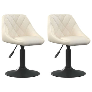 Snurrbara matstolar 2 st gräddvit sammet