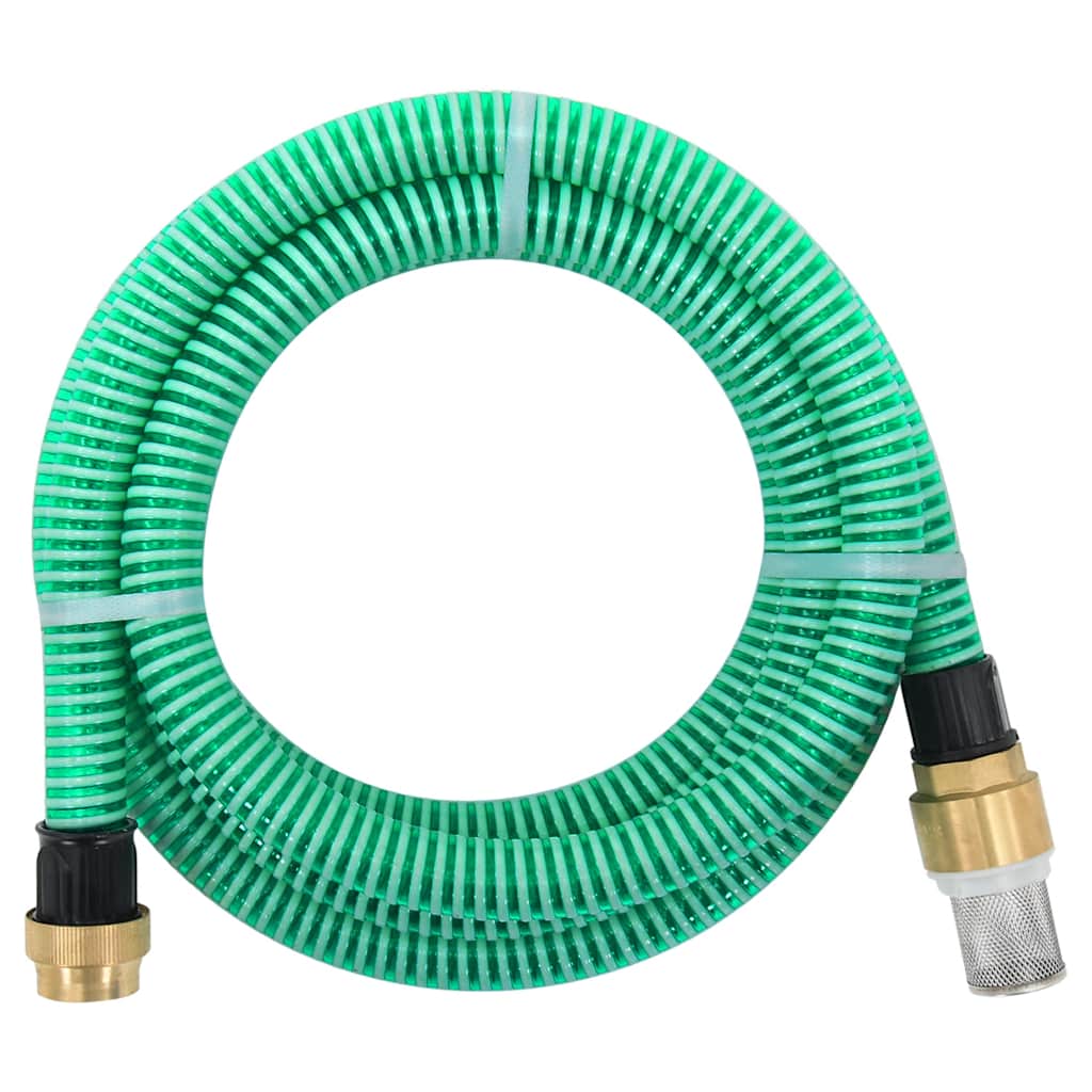 Sugslang med kopplingar mässing grön 1,1" 5 m PVC