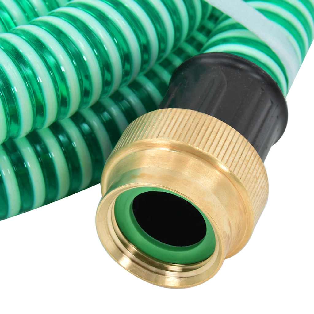 Sugslang med kopplingar mässing grön 1,1" 7 m PVC