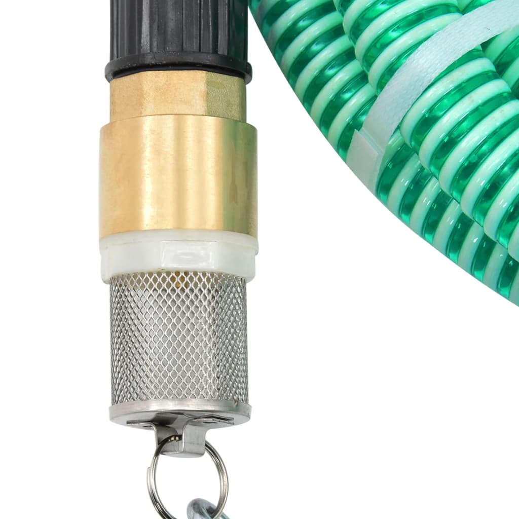 Sugslang med kopplingar mässing grön 1,1" 15 m PVC