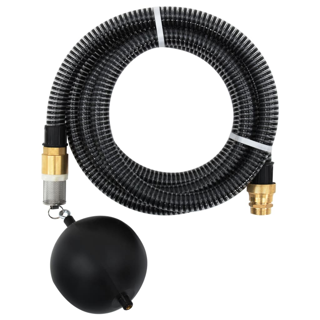 Sugslang med kopplingar mässing svart 1,1" 5 m PVC