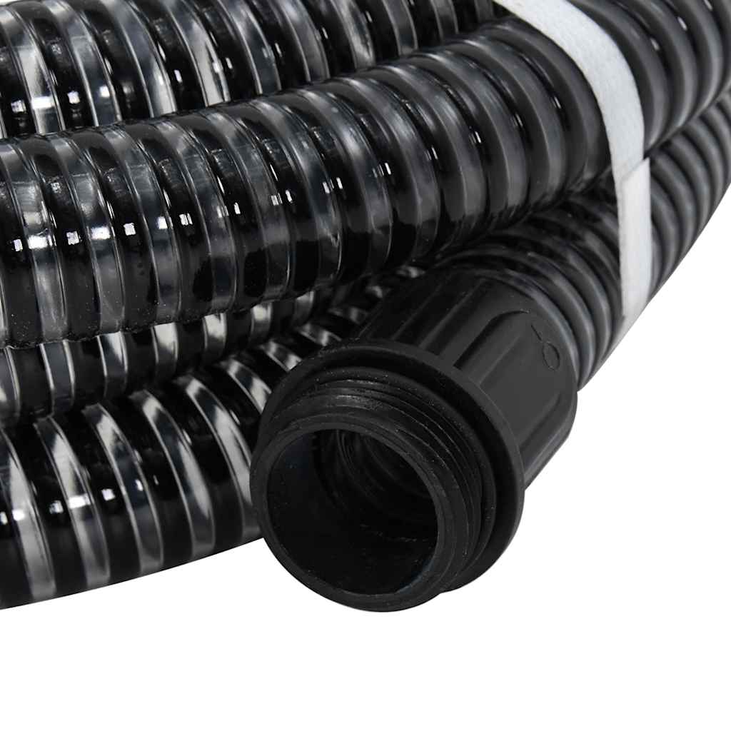 Sugslang med kopplingar mässing svart 1,1" 7 m PVC