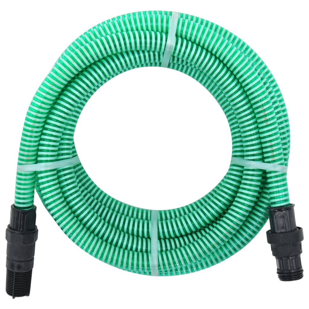 Sugslang med kopplingar mässing grön 1" 7 m PVC