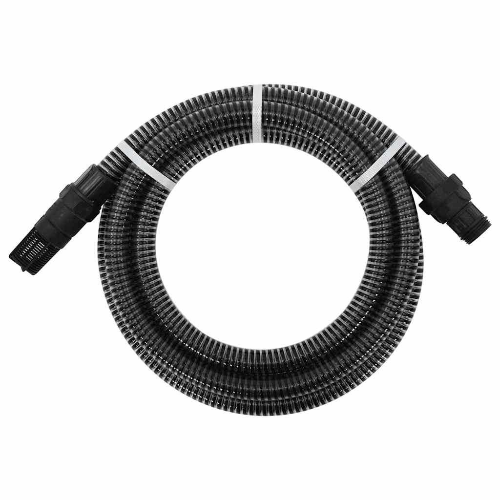 Sugslang med kopplingar mässing svart 1" 4 m PVC