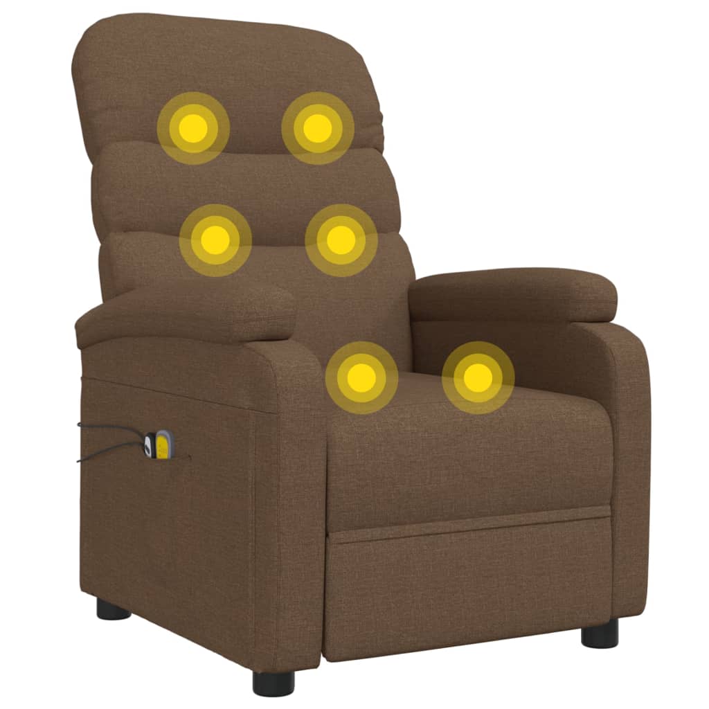 Elektrisk massagefåtölj brun tyg
