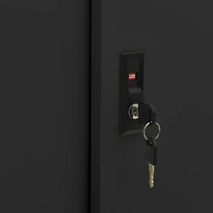 Dokumentskåp med skjutdörr svart 90x40x90 cm stål