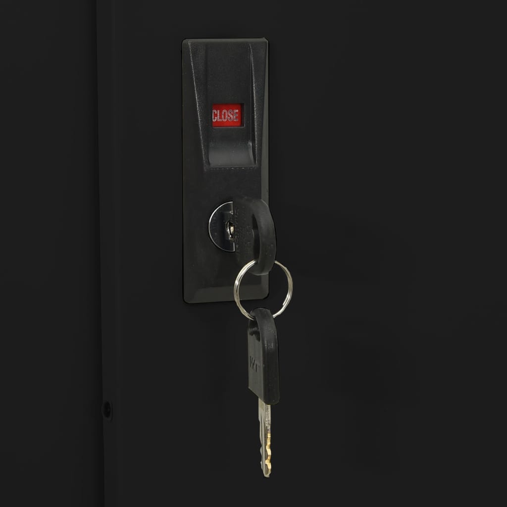 Dokumentskåp med skjutdörr svart 90x40x180 cm stål