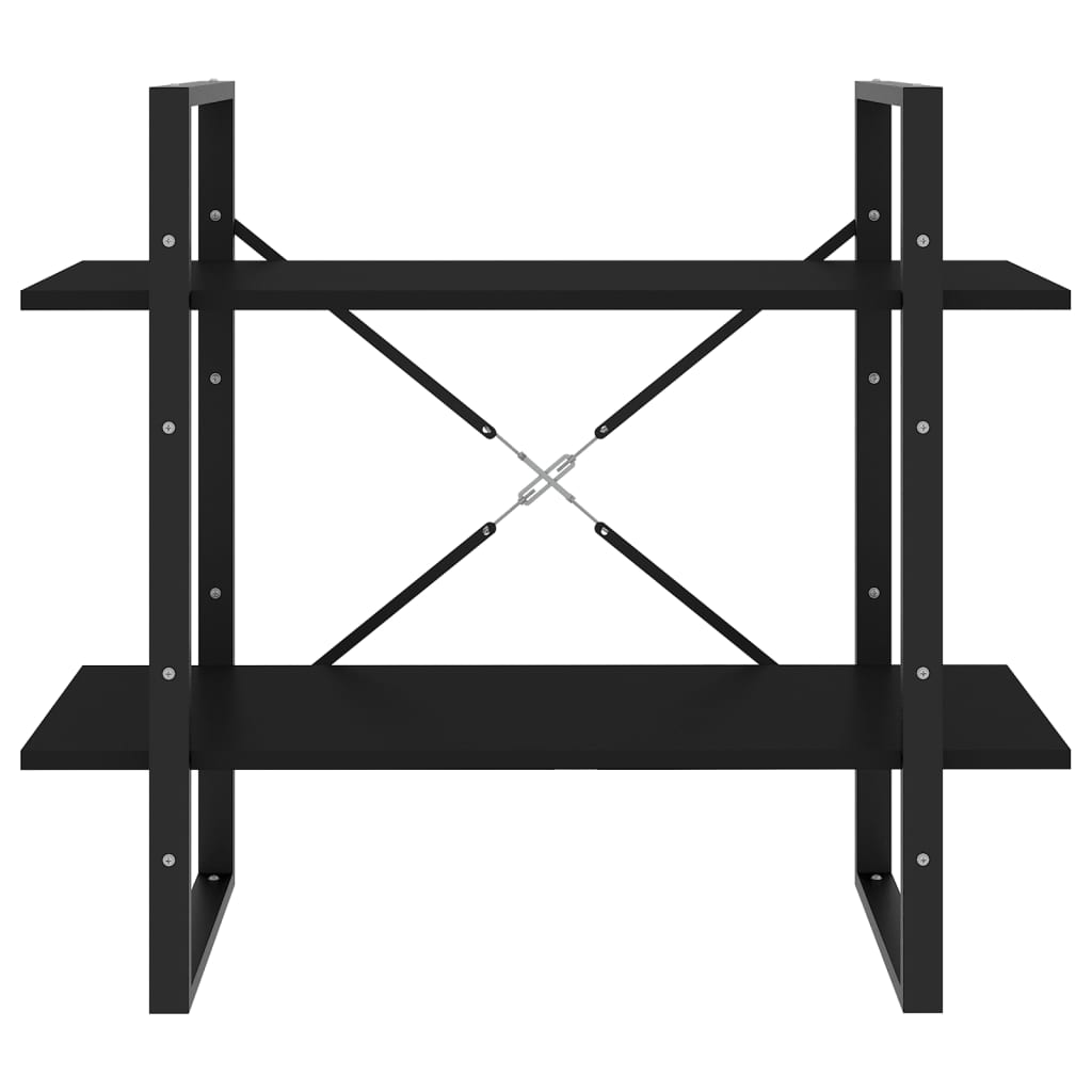 Bokhylla 2 hyllplan svart 80x30x70 cm konstruerat trä