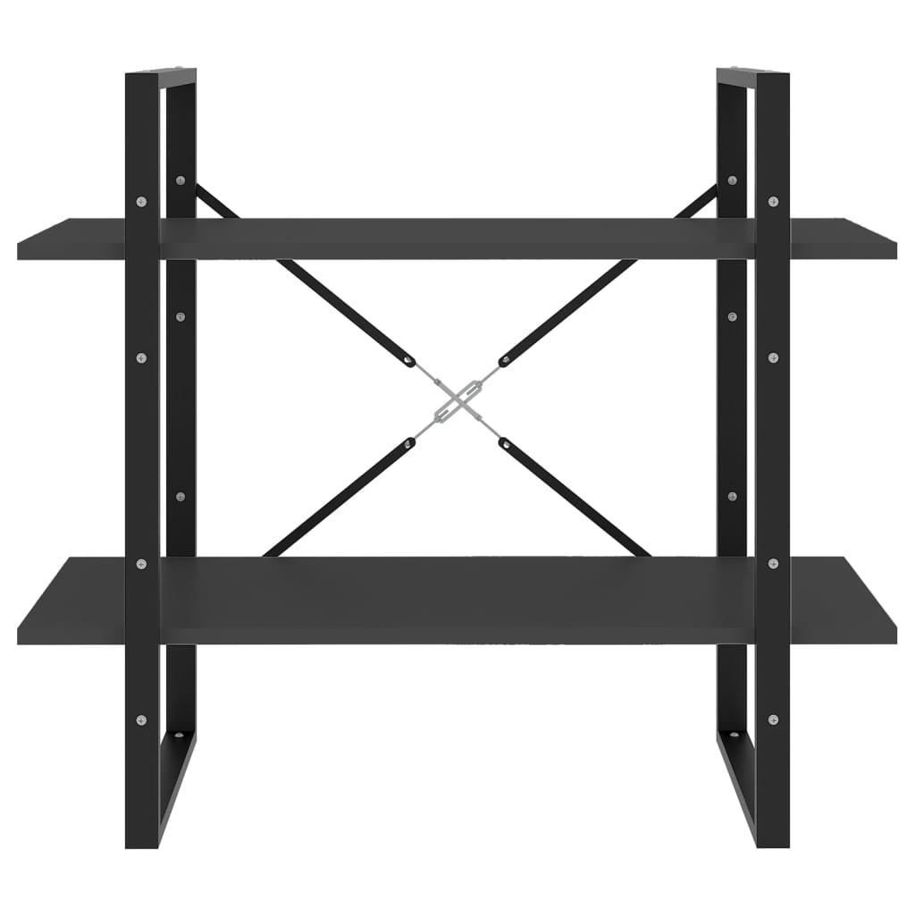 Bokhylla 2 hyllplan grå 80x30x70 cm konstruerat trä
