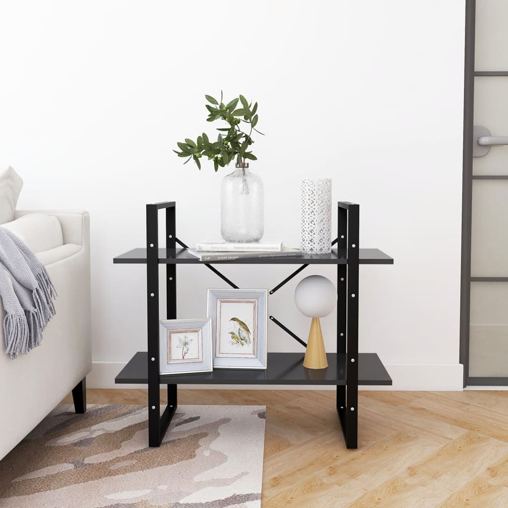 Bokhylla 2 hyllplan grå 80x30x70 cm konstruerat trä