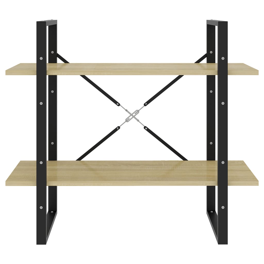 Bokhylla 2 hyllor sonoma-ek 80x30x70 cm konstruerat trä