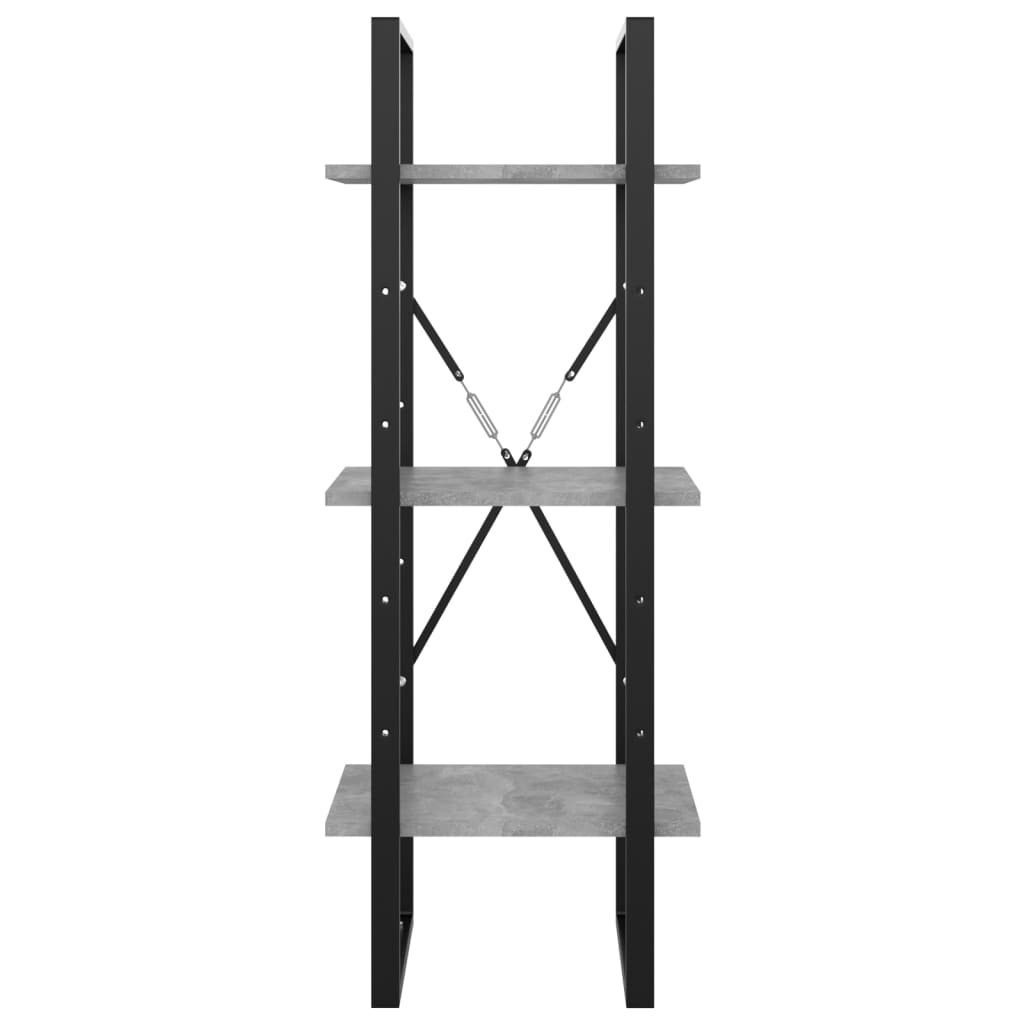 Bokhylla 3 hyllor betonggrå 40x30x105 cm konstruerat trä