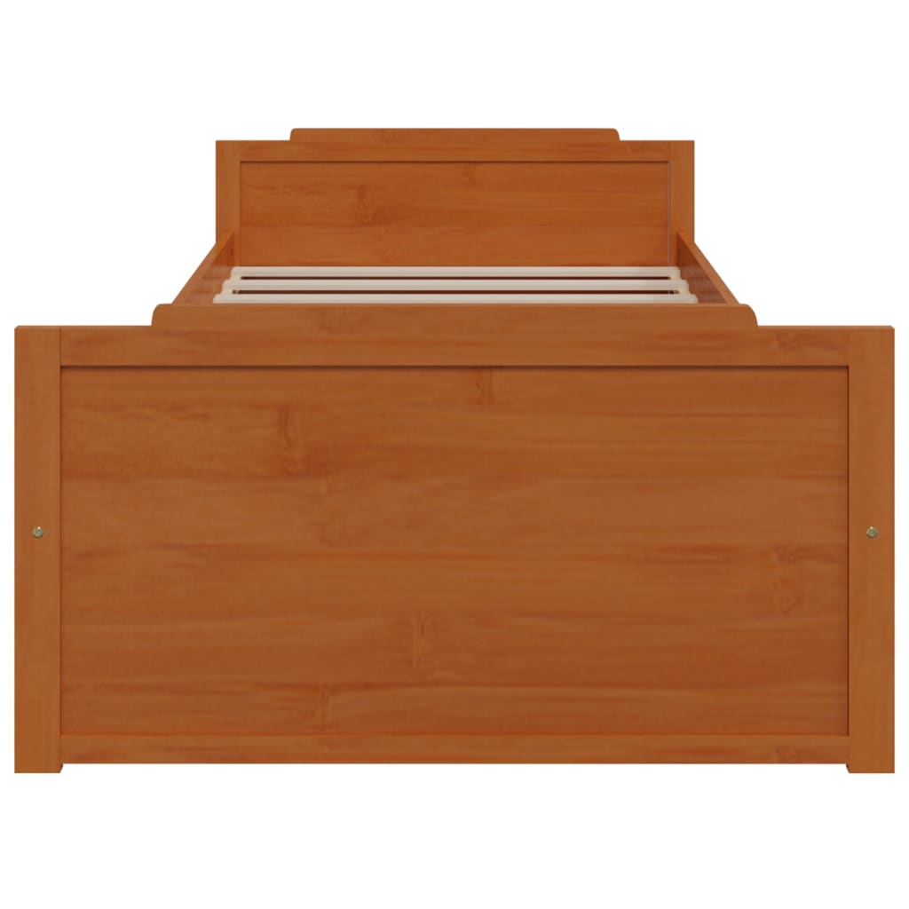 Sängram med lådor honungsbrun massiv furu 90x200 cm