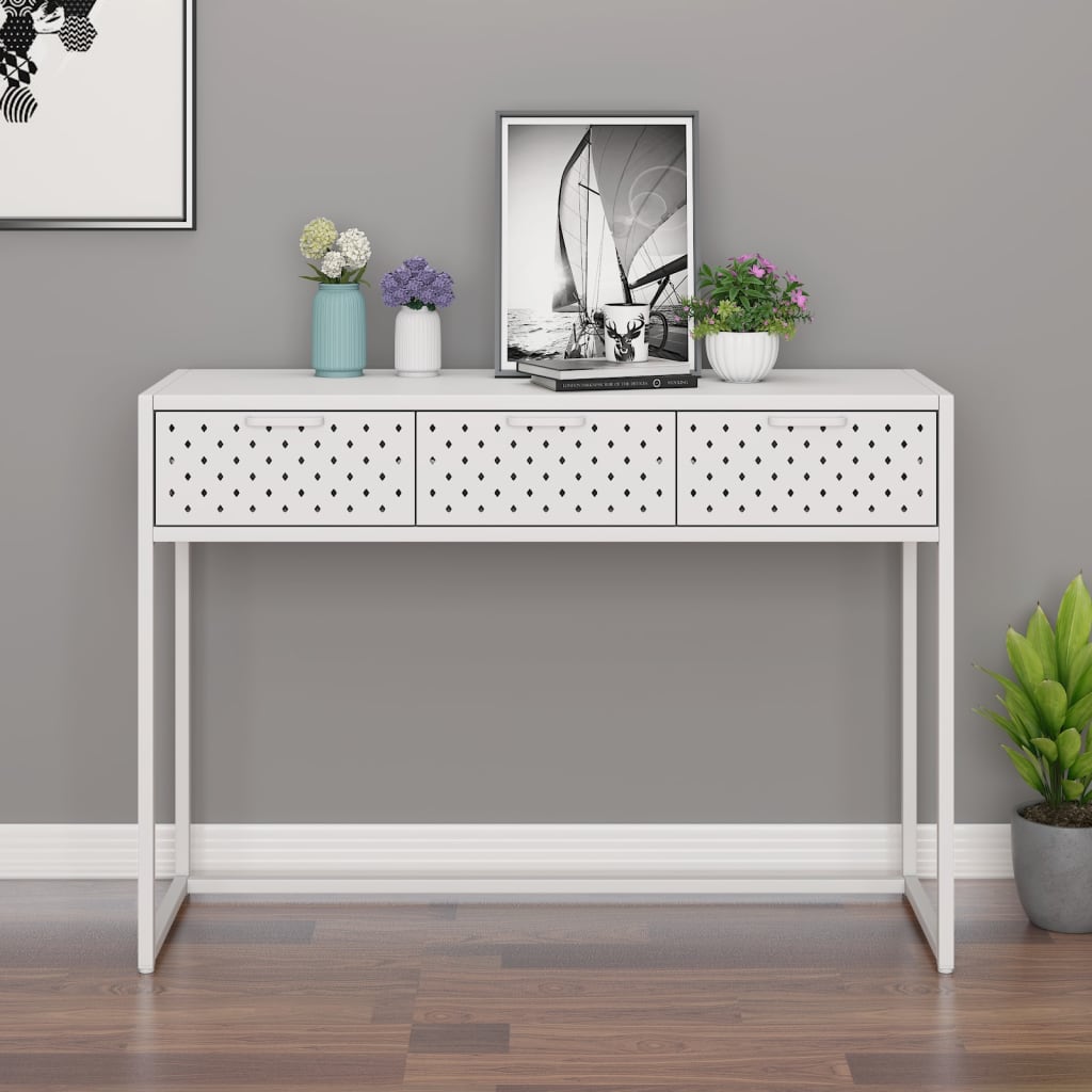 Konsolbord vit 106x35x75 cm stål