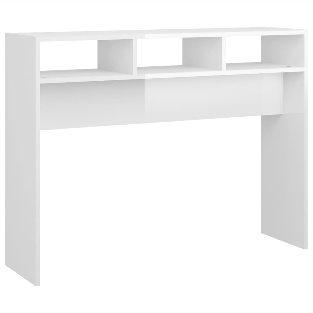 Konsolbord vit högglans 105x30x80 cm konstruerat trä