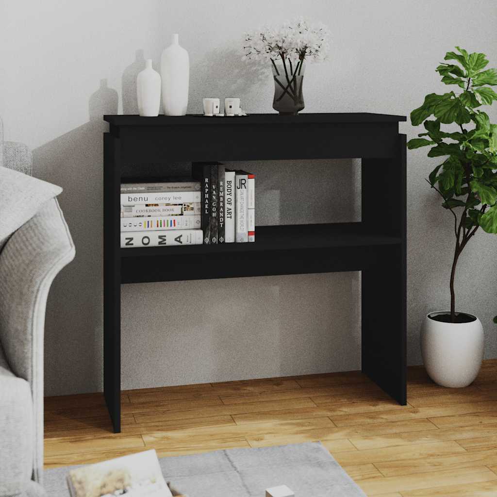 Sidobord svart 80x30x80 cm konstruerat trä