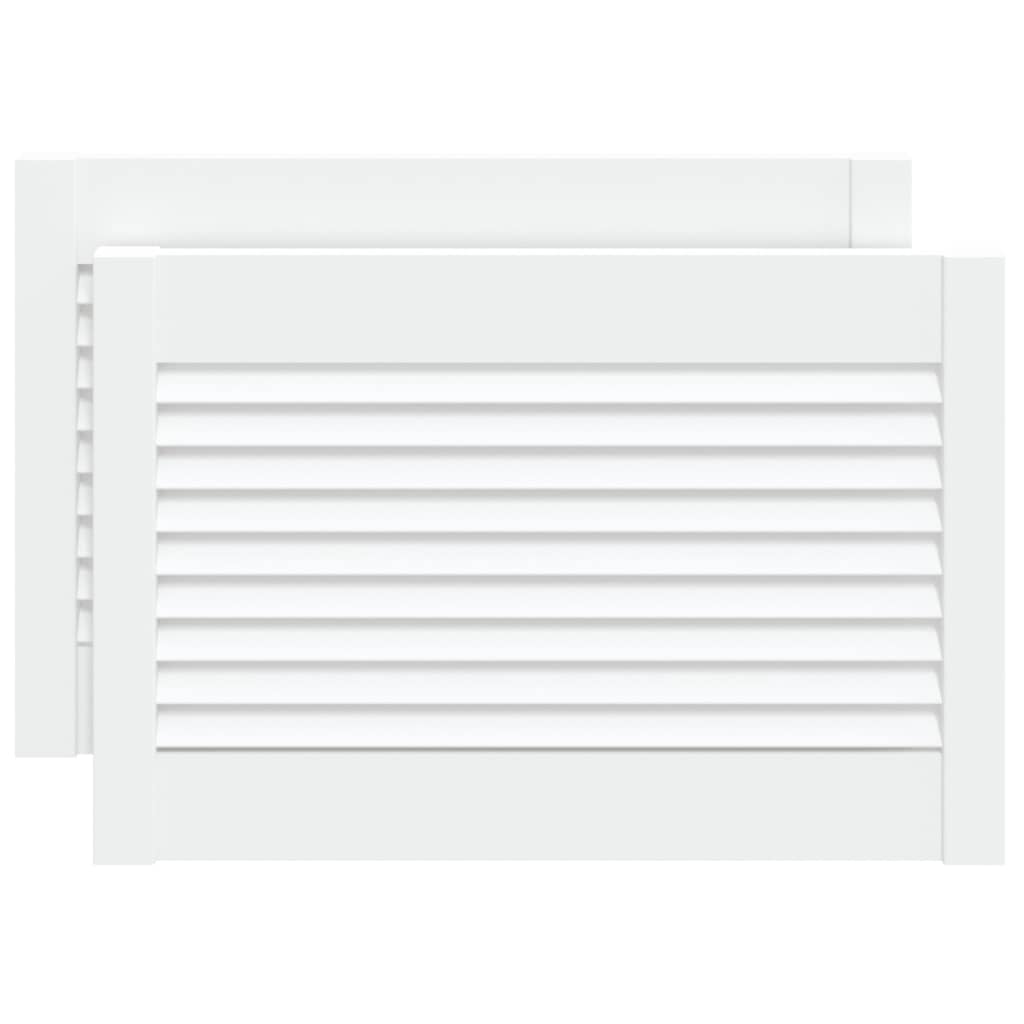 Skåpluckor lamelldesign 2 st vit 39,5x59,4 cm massiv furu