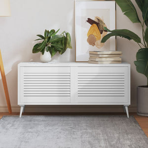 Skåpluckor lamelldesign 2 st vit 39,5x59,4 cm massiv furu