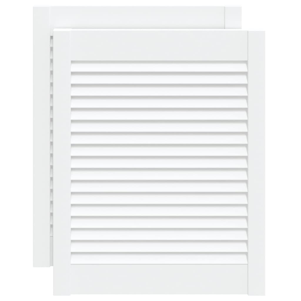 Skåpluckor lamelldesign 2 st vit 61,5x49,4 cm massiv furu