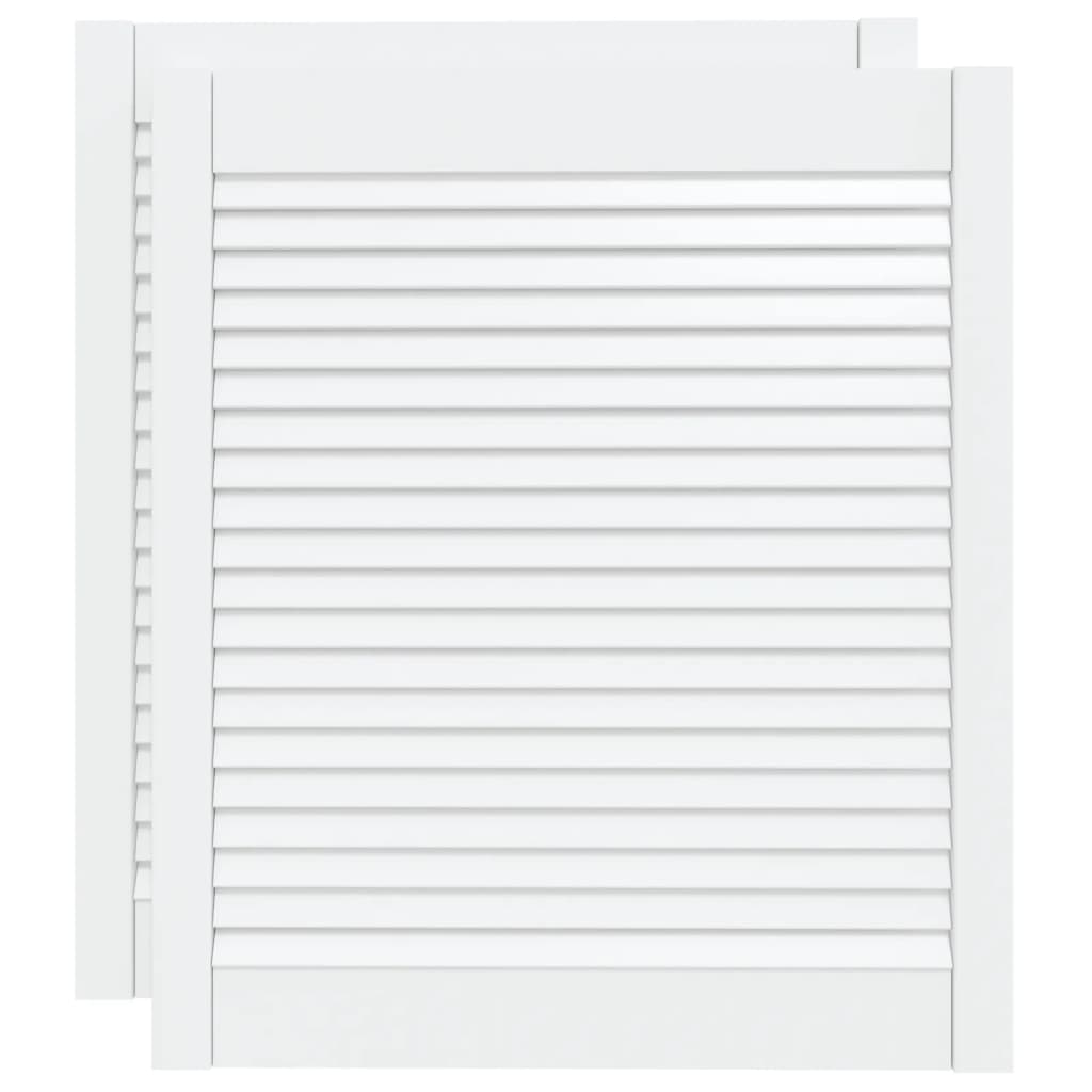 Skåpluckor lamelldesign 2 st vit 69x59,4 cm massiv furu