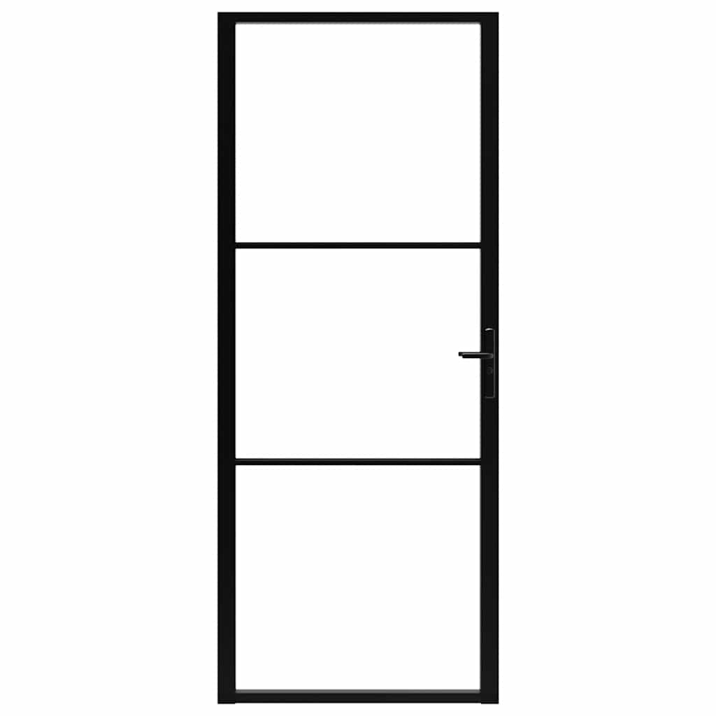 Innerdörr ESG-glas och aluminium 93x201,5 cm svart