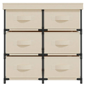 Byrå med 6 lådor 55x29x55 cm gräddvit stål