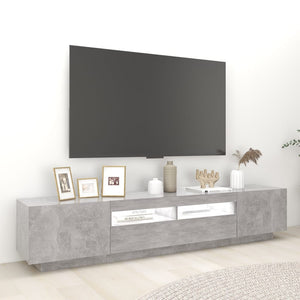 TV-bänk med LED-belysning betonggrå 200x35x40 cm-TV-bänkar-vidaXL-njoyroom