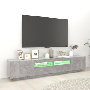 TV-bänk med LED-belysning betonggrå 200x35x40 cm-TV-bänkar-vidaXL-njoyroom