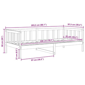 Dagbädd honungsbrun massiv furu 90x200 cm