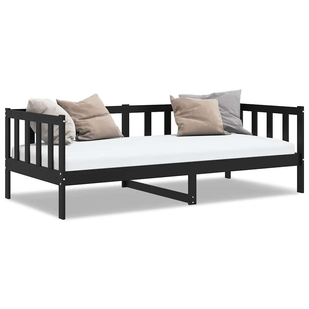 Dagbädd svart massiv furu 90x200 cm