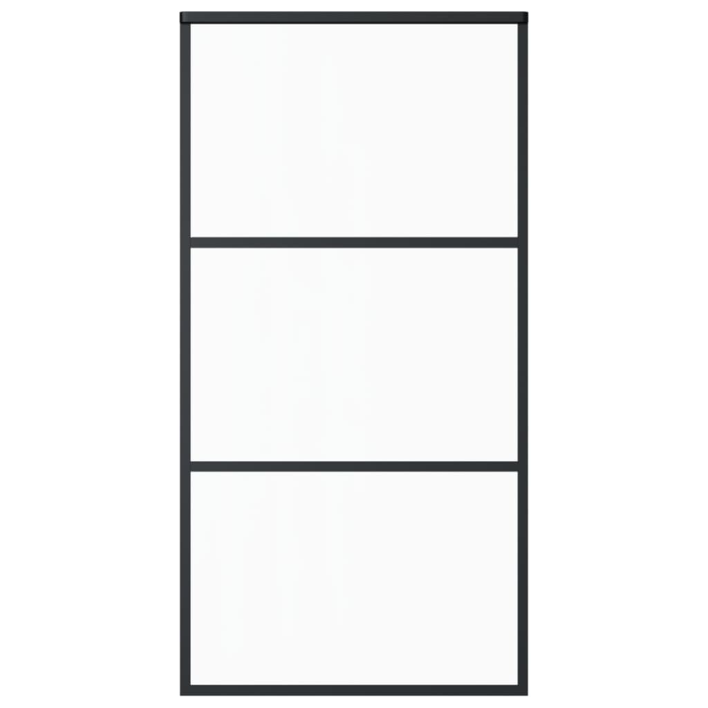 Skjutdörr med beslagset ESG glas och aluminium 102x205 cm