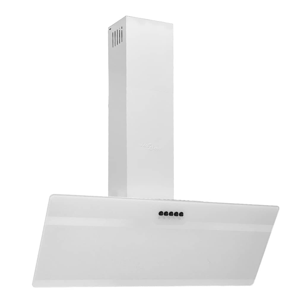 Köksfläkt 90 cm stål och härdat glas vit