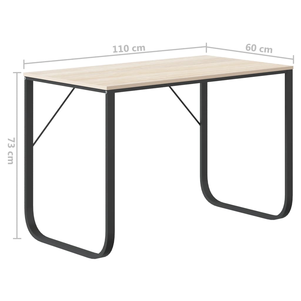 Datorbord svart och ek 110x60x73 cm spånskiva