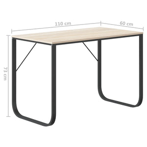 Datorbord svart och ek 110x60x73 cm spånskiva