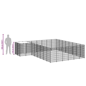 Hundgård svart 15,73 m² stål